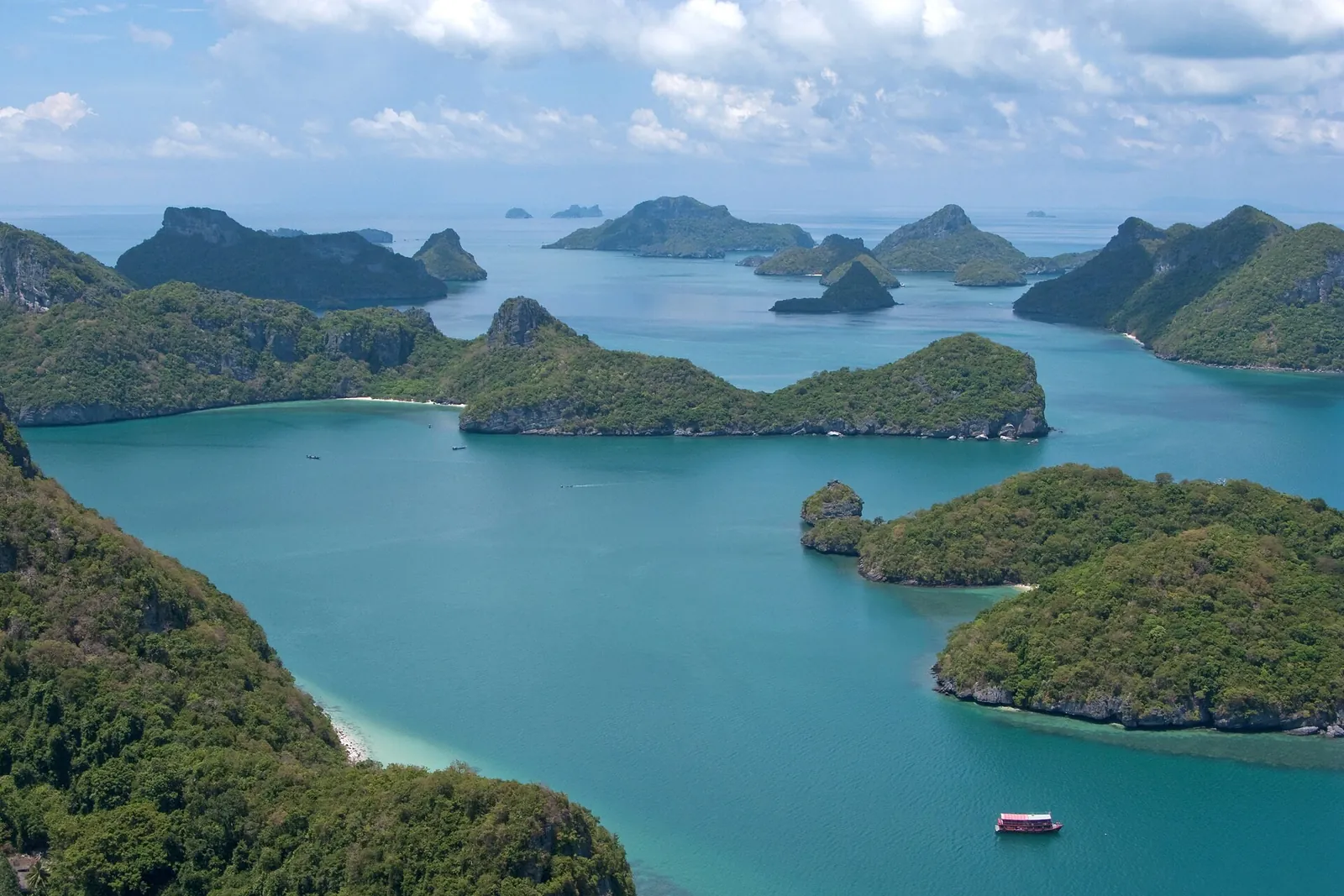 Forested islands and turquoise channels of Ang Thong National Marine Park from a viewpoint
