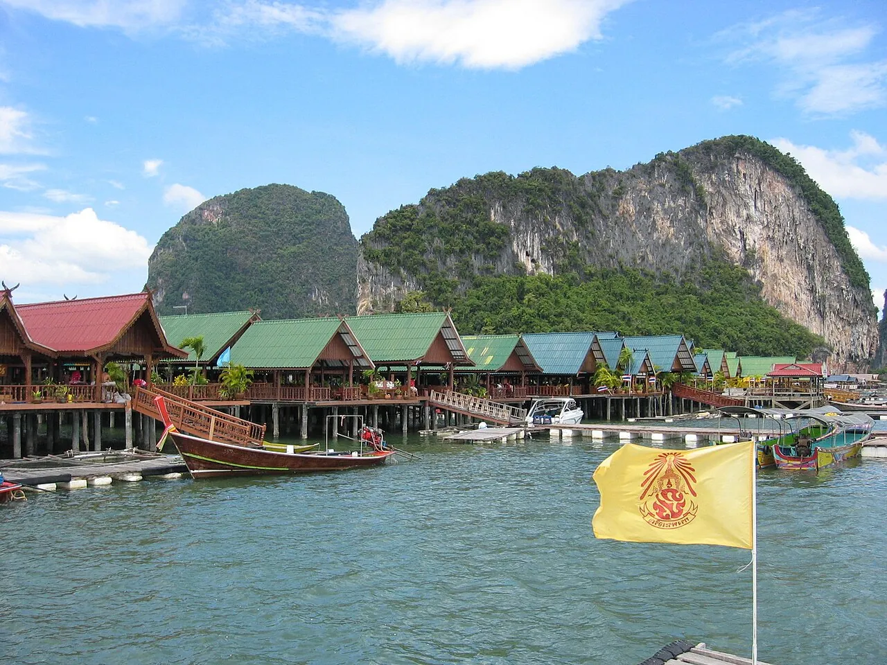 Wooden houses and walkways of Koh Panyi built on stilts over the sea