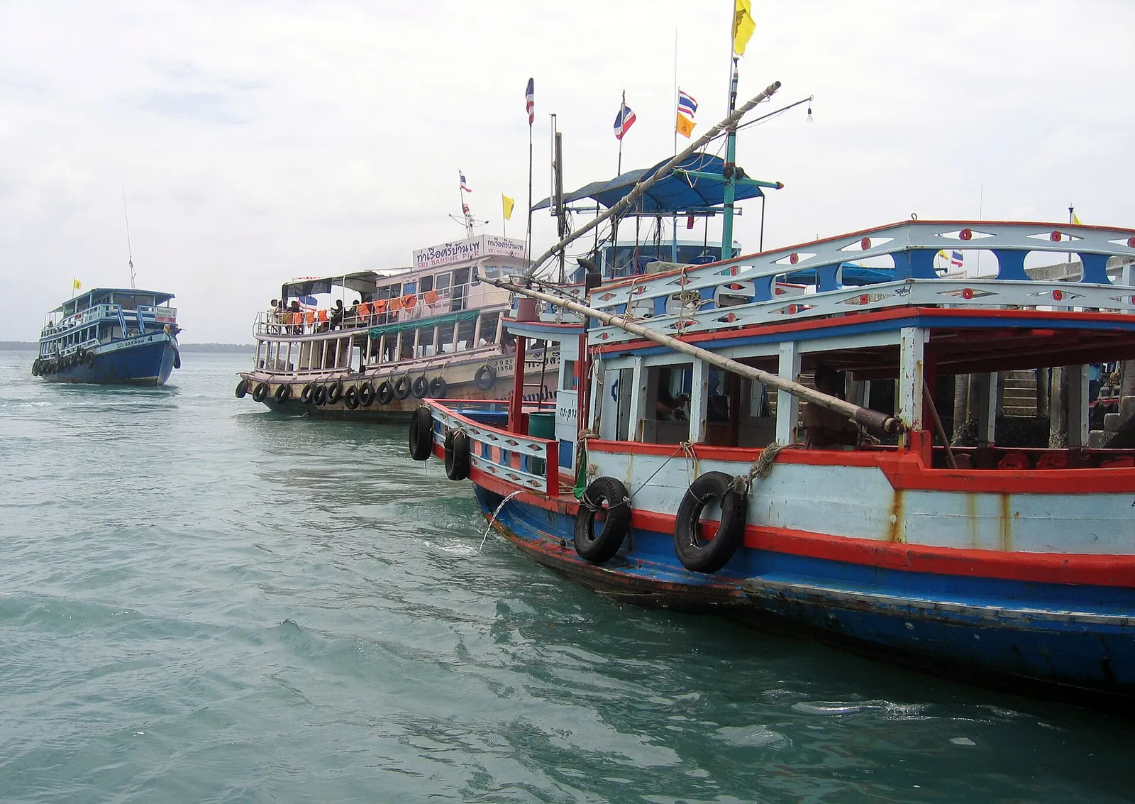 A passenger boat loading at the pier in Ban Phe for Koh Samet