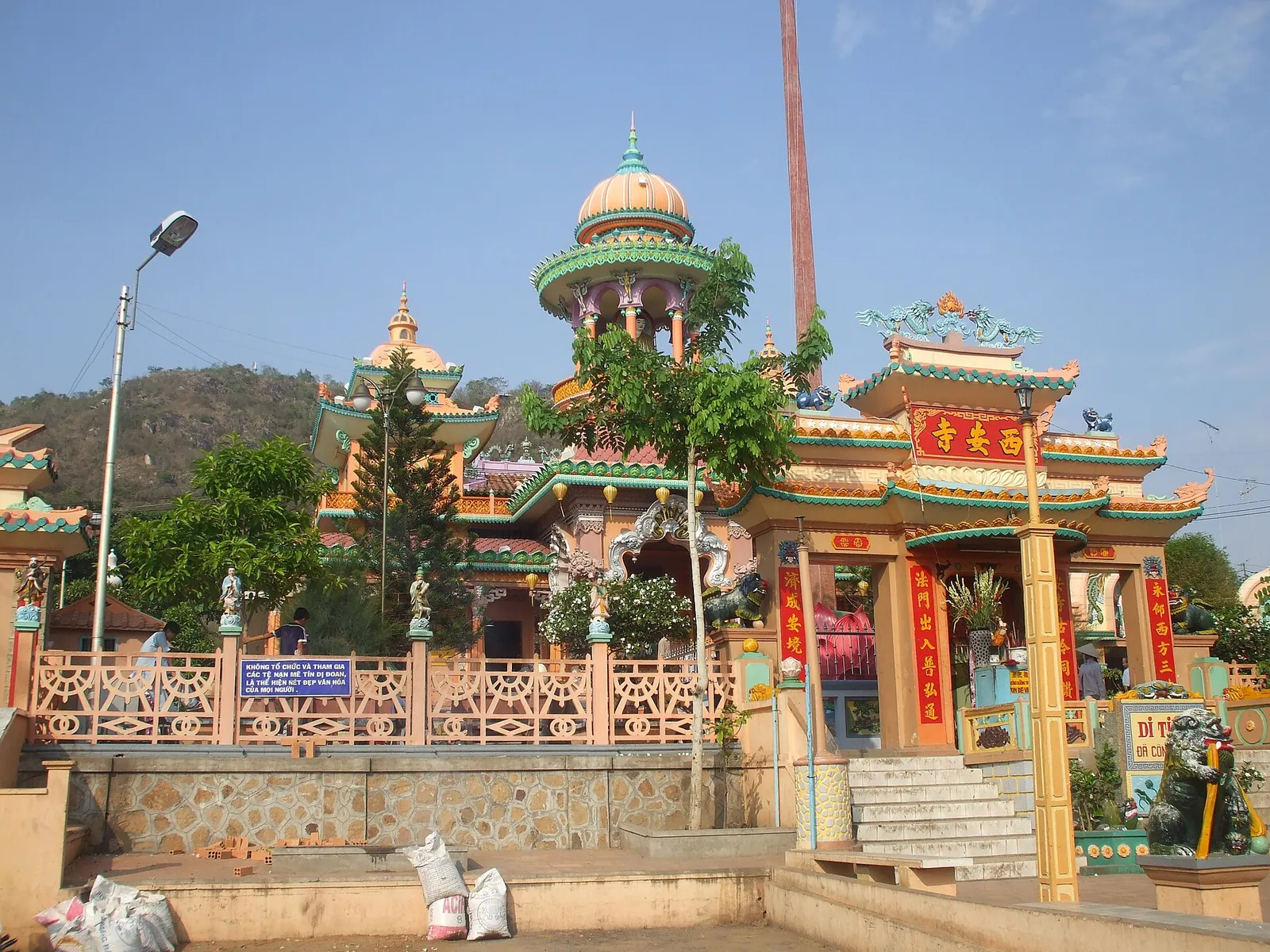 Tay An Pagoda at the foot of Sam Mountain, with its ornate roofs and tower